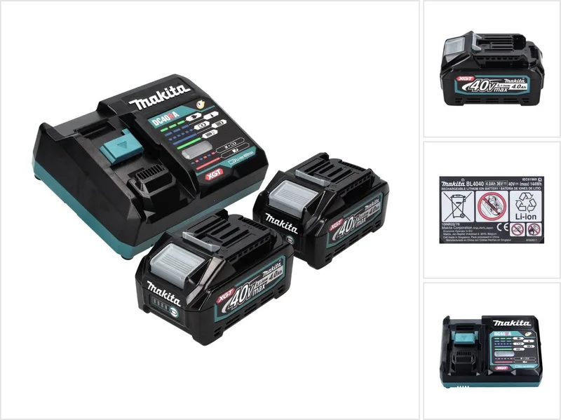 Power Source Kit 40 V max. met 2x BL 4040 accu 4.0 Ah XGT ( 2x 191B26-6 ) + DC 40 RA snellader XGT LXT ( 191E07-8 ) de Makita – image du produit