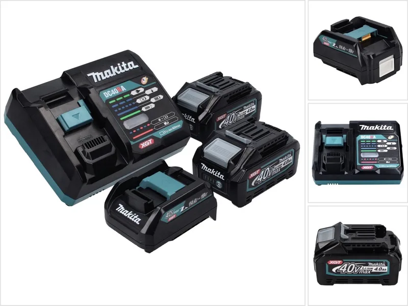 Power Source Kit 40 V max. met 2x BL 4040 accu 4,0 Ah XGT + DC 40 RA snellader XGT LXT + ADP10 laadadapter de Makita – image du produit