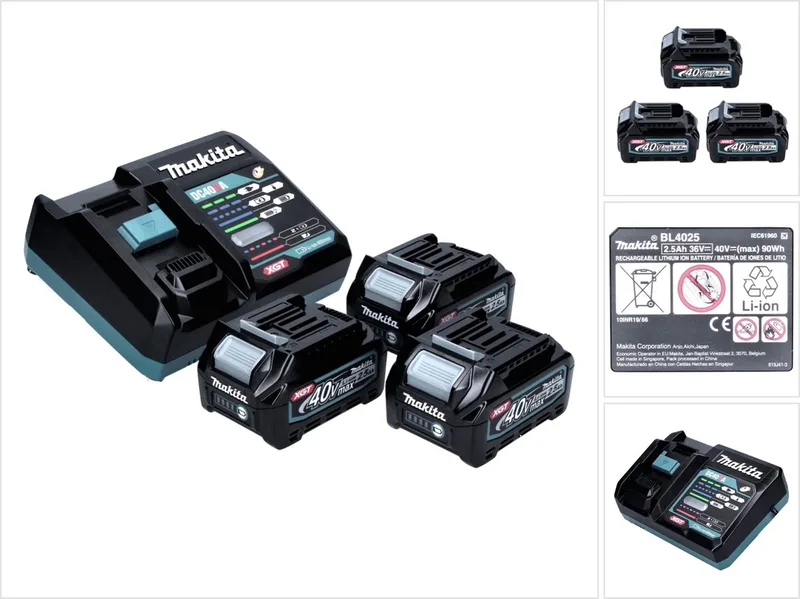 Power Source Kit 40 V max. met 3x BL 4025 accu 2,5 Ah XGT ( 3x 191B36-3 ) + DC 40 RA snellader XGT LXT ( 191E07-8 ) by Makita – product image