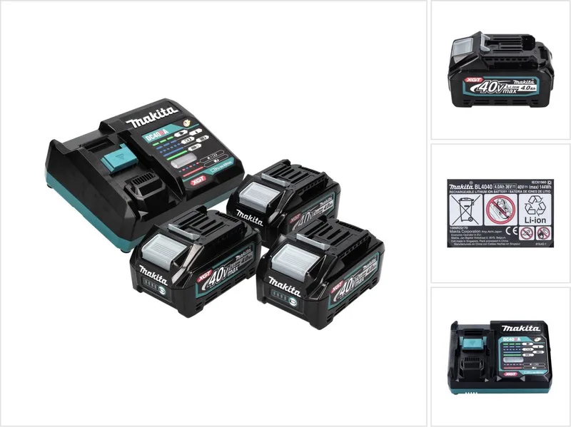 Power Source Kit 40 V max. met 3x BL 4040 accu 4,0 Ah XGT ( 3x 191B26-6 ) + DC 40 RA snellader XGT LXT ( 191E07-8 ) by Makita – product image