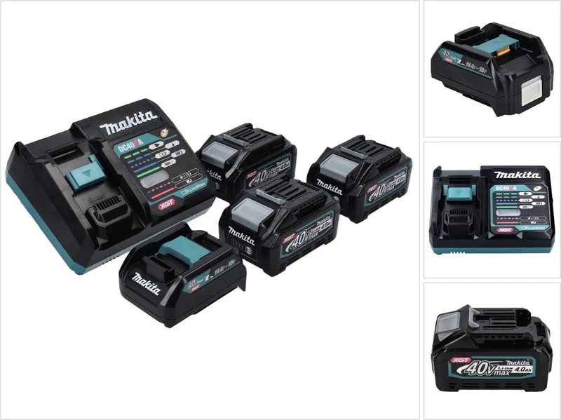 Power Source Kit 40 V max. met 3x BL 4040 accu 4,0 Ah XGT + DC 40 RA snellader XGT LXT + ADP10 laadadapter de Makita – image du produit