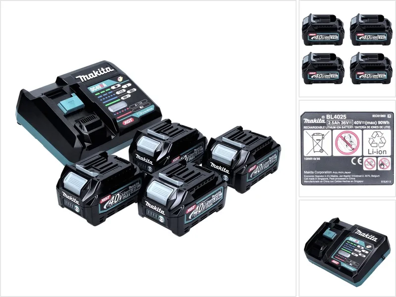 Power Source Kit 40 V max. met 4x BL 4025 accu 2,5 Ah XGT ( 4x 191B36-3 ) + DC 40 RA snellader XGT LXT ( 191E07-8 ) by Makita – product image