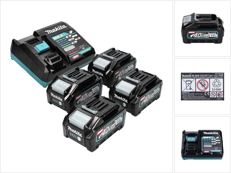 Power Source Kit 40 V max. met 4x BL 4040 accu 4.0 Ah XGT ( 4x 191B26-6 ) + DC 40 RA snellader XGT LXT ( 191E07-8 ) von Makita – Produktbild