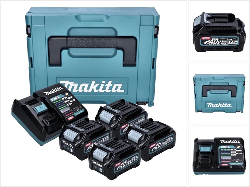 Power Source Kit 4x BL 4025 accu 40 V max. 2,5 Ah XGT + DC 40 RA lader + Makpac de Makita – image du produit