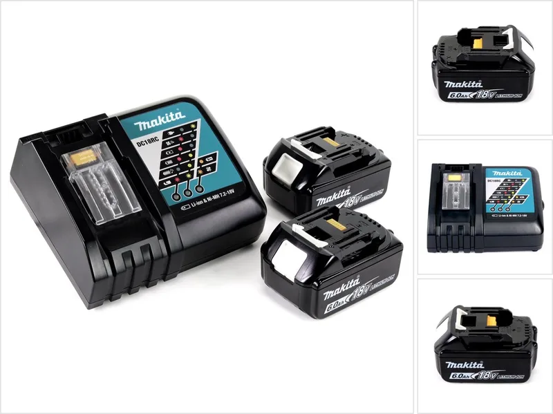Power-Source Kit Li 18V - 2x BL1860B 6,0Ah Accu's + DC18RC Snellader de Makita – image du produit