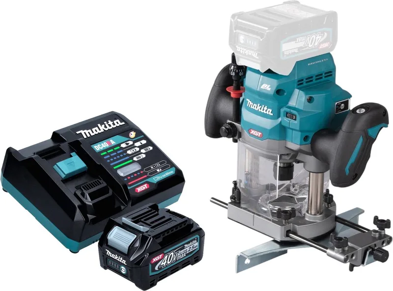 RP 001 GD101 Draadloze bovenfrees 40 V max. 12 mm borstelloos + 1x oplaadbare accu 2,5 Ah + lader van Makita – productafbeelding