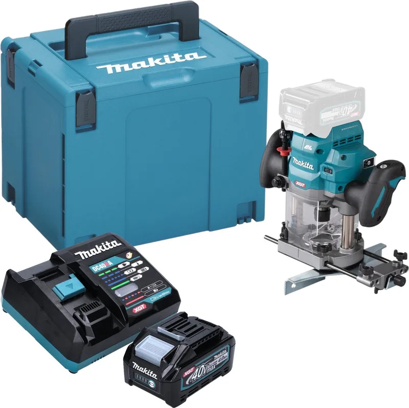 RP 001 GM101 Draadloze bovenfrees 40 V max. 12 mm borstelloos + 1x accu 4.0 Ah + lader + Makpac fra Makita – produktbillede