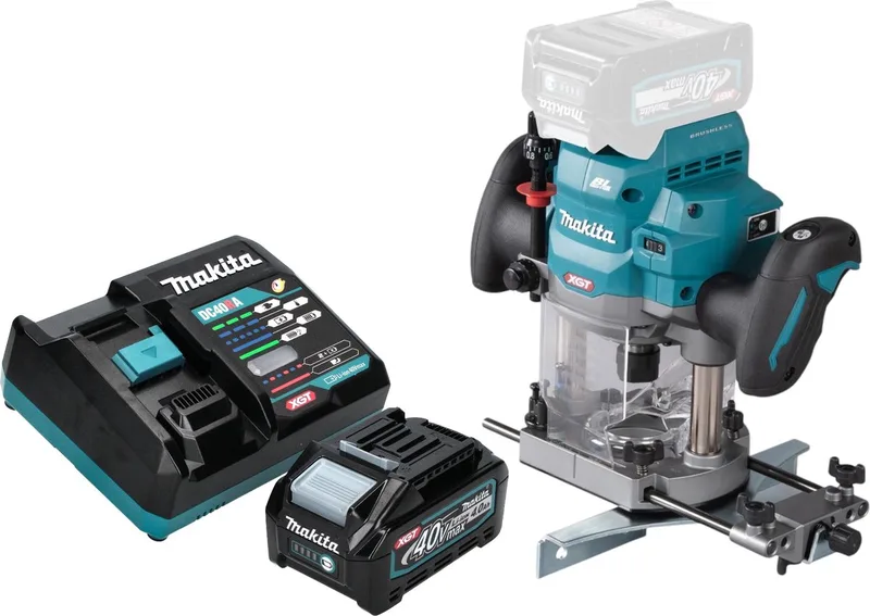 RP 001 GM101 Draadloze bovenfrees 40 V max. 12 mm borstelloos + 1x accu 4.0 Ah + lader de Makita – image du produit