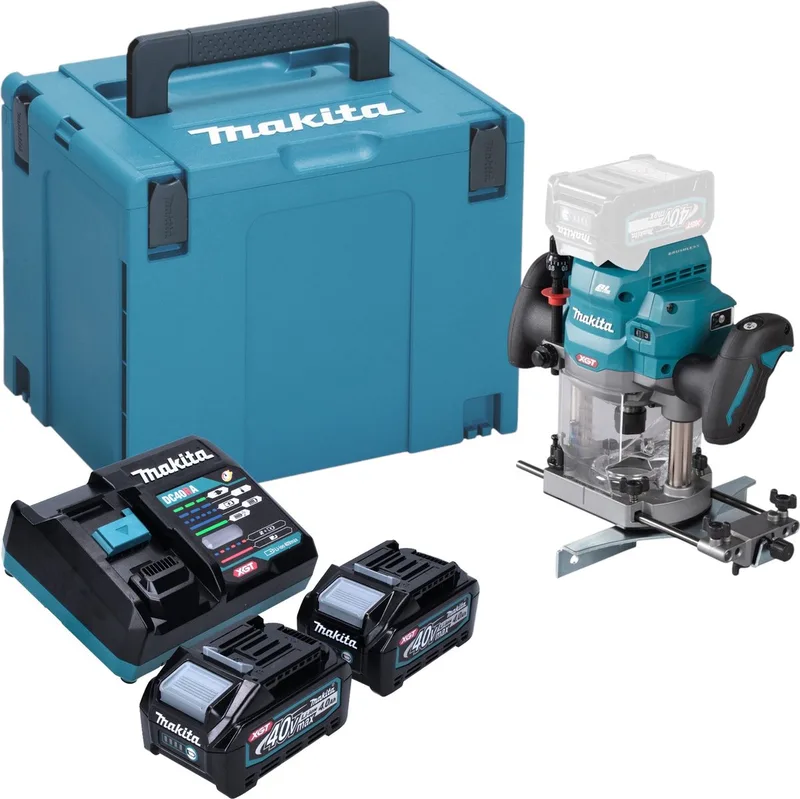 RP 001 GM201 Draadloze bovenfrees 40 V max. 12 mm borstelloos + 2x accu 4.0 Ah + lader + Makpac de Makita – image du produit