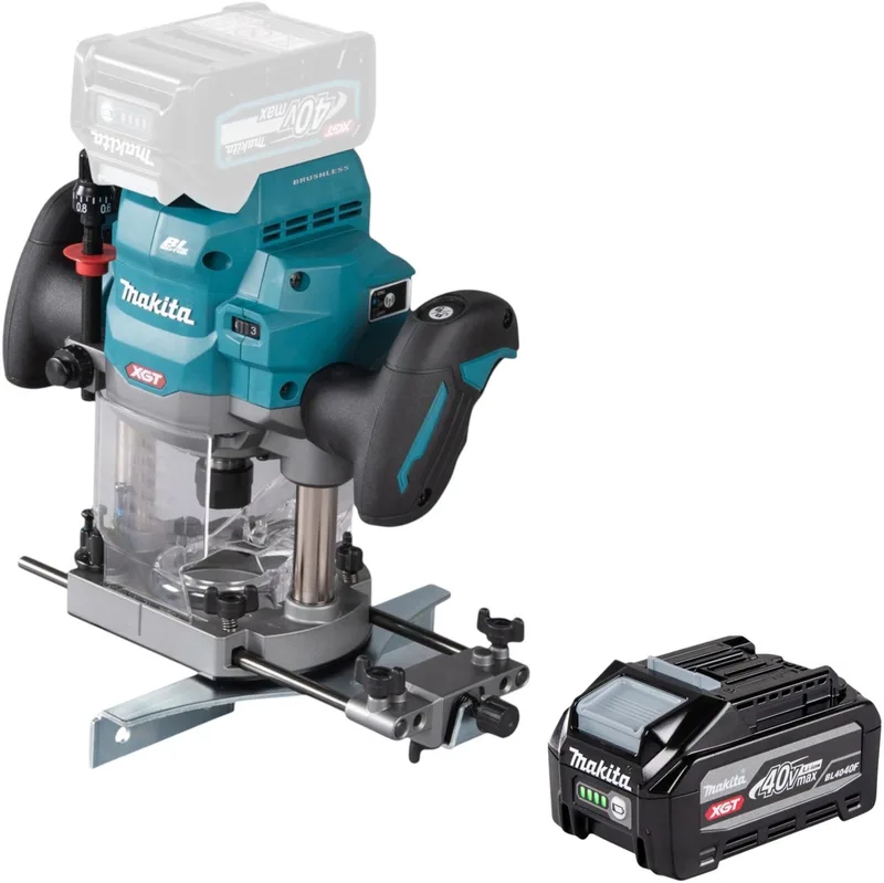 RP 001 GU1 accu-bovenfrees 40 V max. 12 mm borstelloos + 1x accu 4,0 Ah - zonder oplader fra Makita – produktbillede