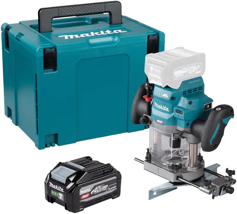 RP 001 GU101 accu-bovenfrees 40 V max. 12 mm borstelloos + 1x accu 4,0 Ah + Makpac – zonder oplader von Makita – Produktbild