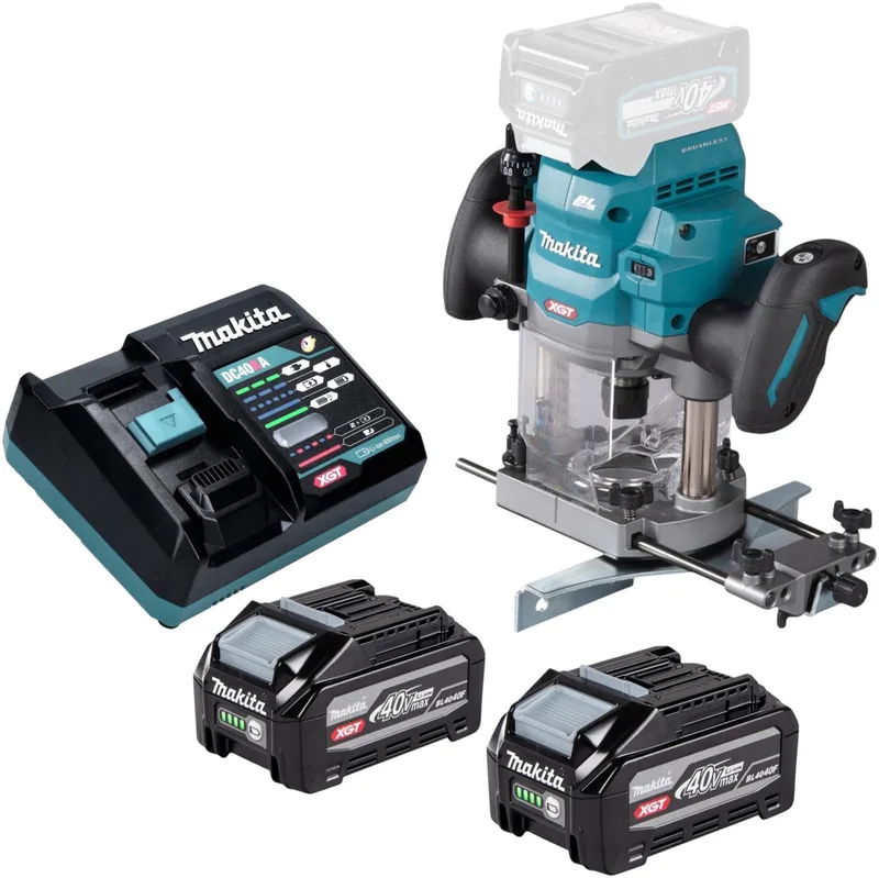 RP 001 GU201 accu-bovenfrees 40 V max. 12 mm borstelloos + 2x accu 4,0 Ah + oplader von Makita – Produktbild