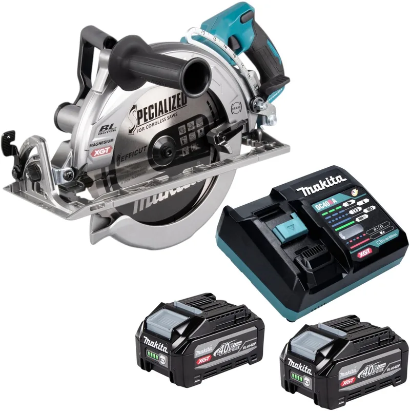 RS 002 GU201 accu-handcirkelzaag 40 V max. 260 mm borstelloos + 2x accu 4,0 Ah + oplader de Makita – image du produit