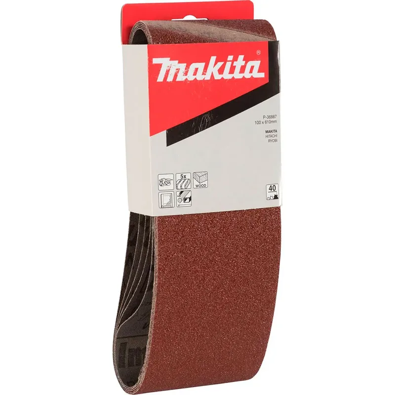 Schuurbanden 100x610 mm voor hout metaal Korrel 40 (5 st.) van Makita – productafbeelding 2 van 2
