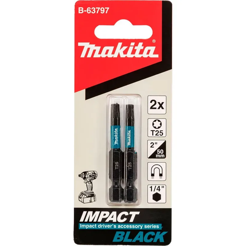 Screw bit Impact Black T25 50 mm 2 pcs B-63797 de Makita – image du produit