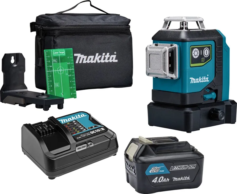 SK700GDX 12V Max Li-Ion accu kruislijnlaser set (1x 4.0Ah) in tas - zelfnivellerend - 3x360° - 35m by Makita, Green – product image