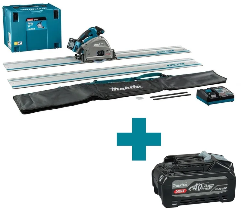 SP001GM103 Accu Invalcirkelzaag AWS XGT 40V Max + Geleiderail (2st.), Koppelstrip en Tas 4.0 Ah in Mbox fra Makita – produktbillede