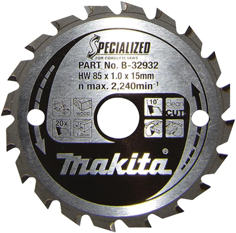 SPECIALIZED B-32932 Hardmetaal-cirkelzaagblad 85 x 15 x 0.7 mm Aantal tanden: 20 1 stuk(s) de Makita – image du produit
