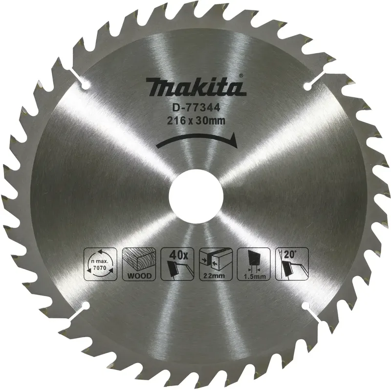 TCT Sägeblatt 216x2,2x30mm 40Z D-77344 Makita D-77344 de Makita – image du produit