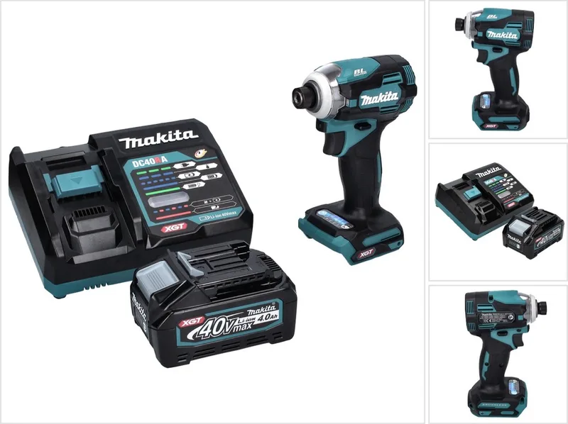 TD 001 GM1 accu-slagmoersleutel 40 V 220 Nm 1/4" XGT Brushless + 1x accu 4,0 Ah + oplader fra Makita – produktbillede