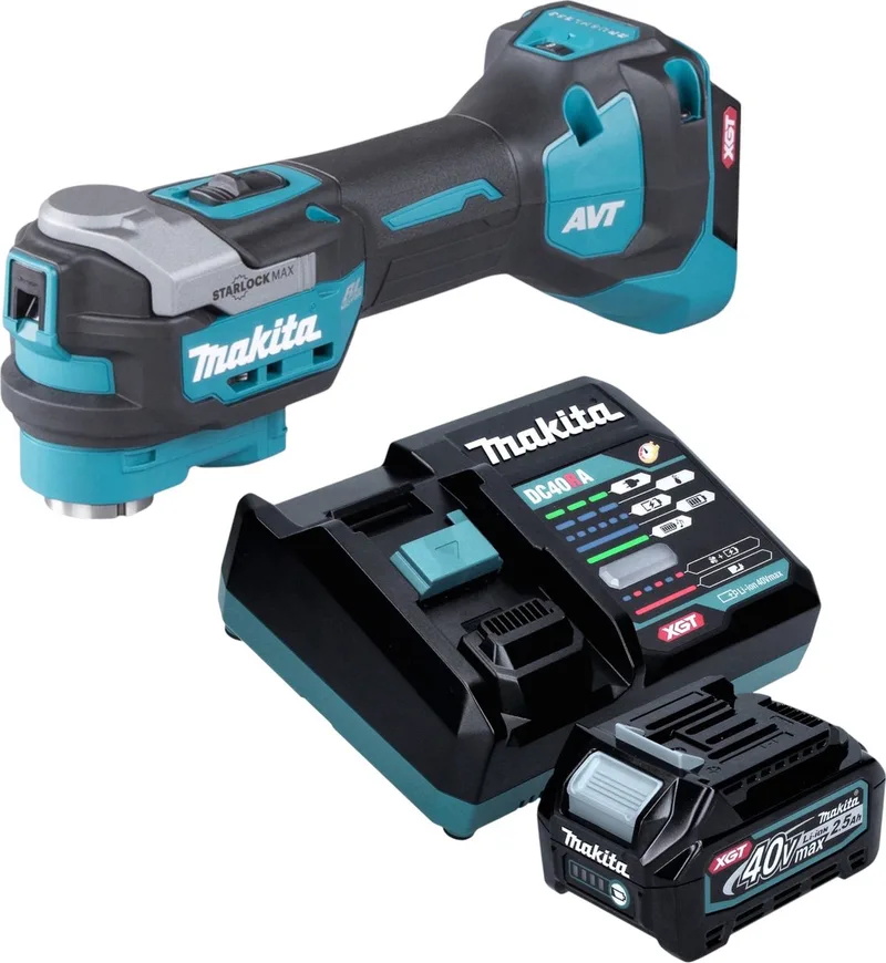 TM 001 GD101 Snoerloos multifunctioneel gereedschap 40 V max. Starlock Max borstelloos + 1x oplaadbare accu 2,5 Ah + lader von Makita – Produktbild