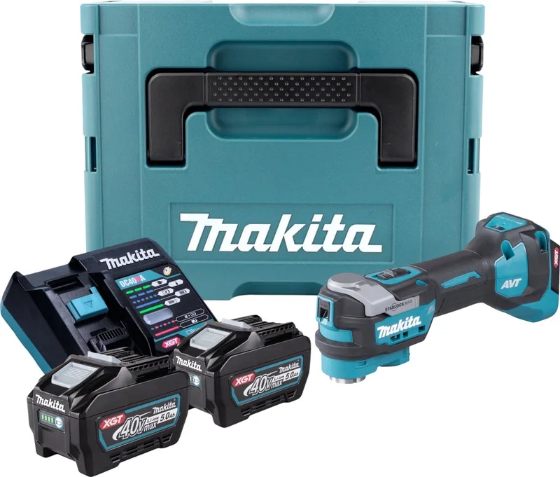 TM 001 GT201 Snoerloos multifunctioneel gereedschap 40 V max. Starlock Max Brushless + 2x oplaadbare accu 5.0 Ah + lader + Makpac van Makita – productafbeelding