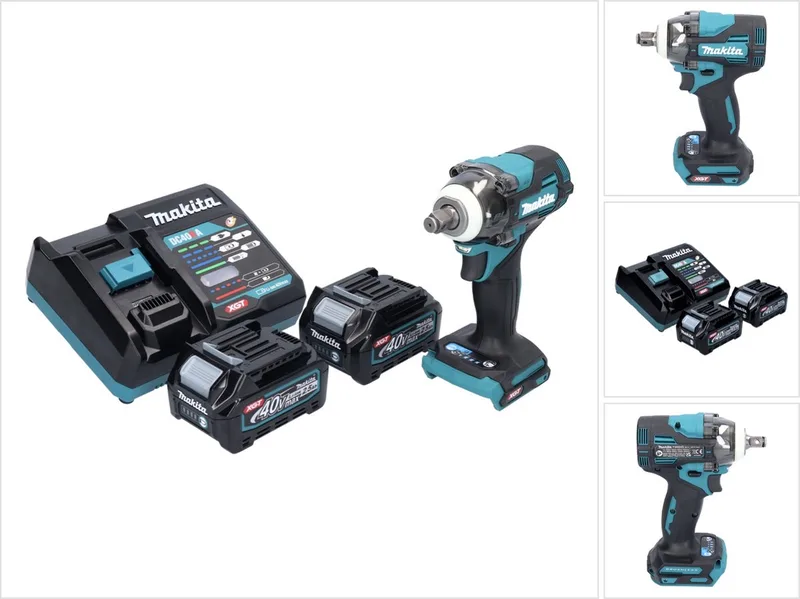 TW 004 GD2 accu-slagmoersleutel 40 V max. 1/2" 350 Nm XGT Brushless + 2x accu 2,5 Ah + oplader van Makita – productafbeelding
