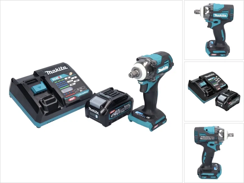 TW 004 GM1 accu-slagmoersleutel 40 V max. 1/2" 350 Nm XGT Brushless + 1x accu 4,0 Ah + oplader van Makita – productafbeelding