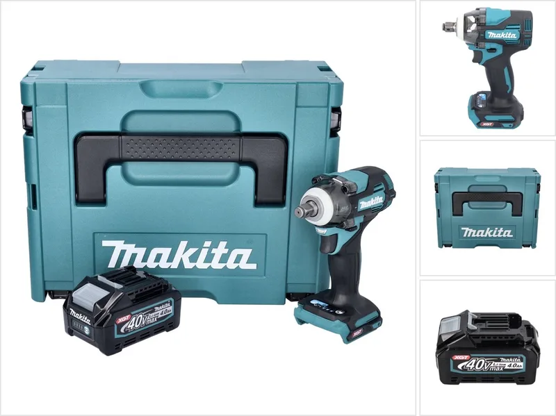 TW 004 GM101 accu-slagmoersleutel 40 V max. 1/2" 350 Nm XGT borstelloos + 1x accu 4,0 Ah + Makpac - zonder oplader van Makita – productafbeelding