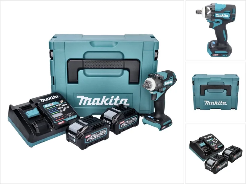 TW 004 GM201 accu-slagmoersleutel 40 V max. 1/2" 350 Nm XGT Brushless + 2x accu 4,0 Ah + oplader + Makpac van Makita – productafbeelding