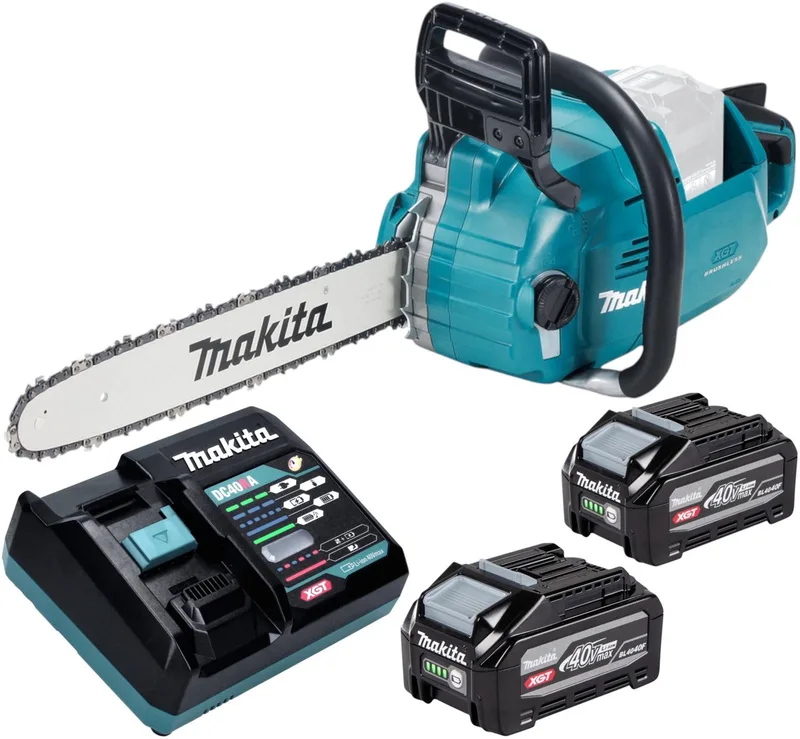 UC 016 GU201 accukettingzaag 40 V max. 40 cm borstelloos + 2x accu 4,0 Ah + oplader van Makita – productafbeelding