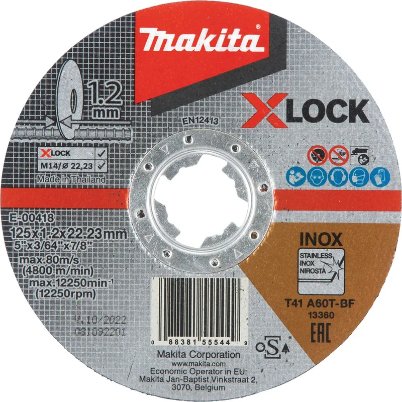 X-LOCK 125 x 22,23 x 1,2 mm Doorslijpschijf RVS | 10 stuks - E-00418 by Makita – product image