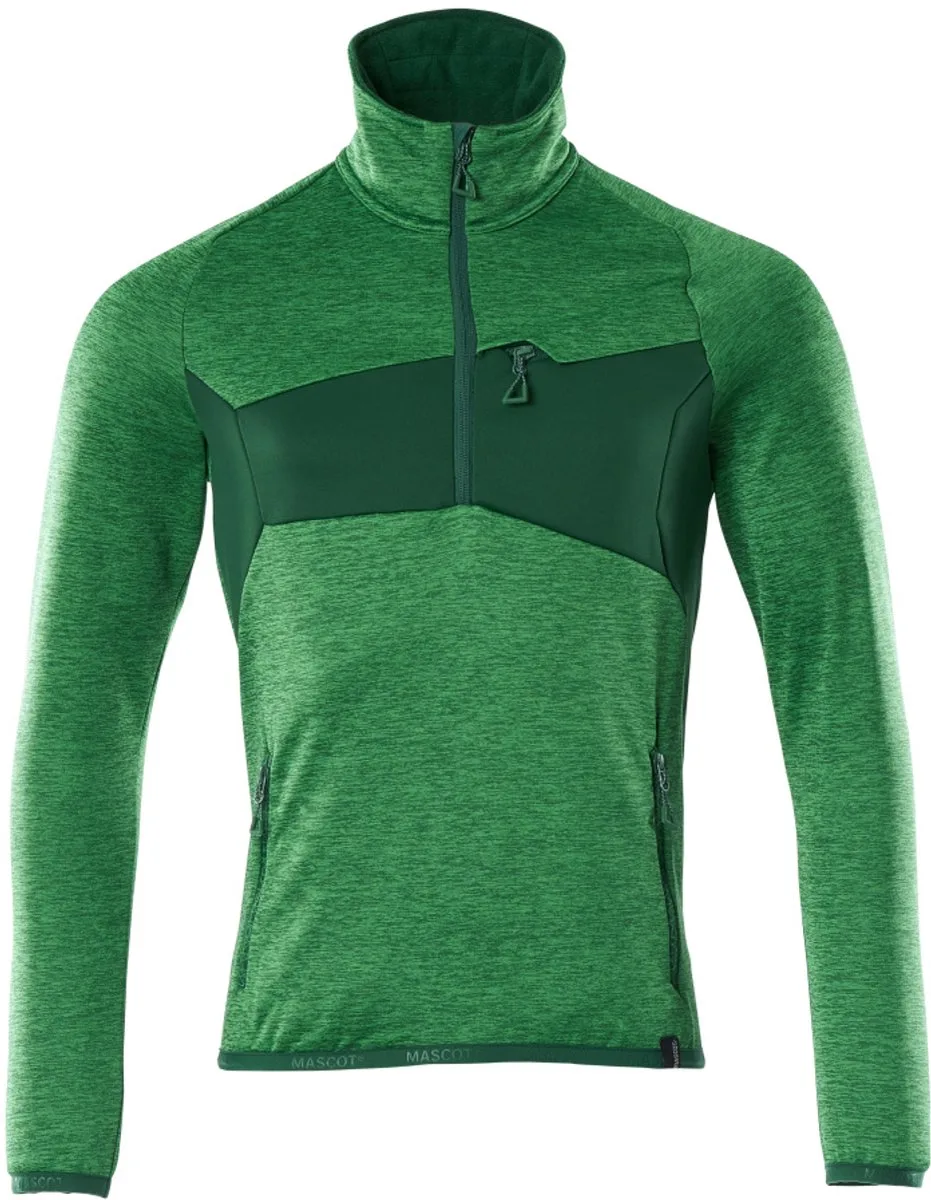 Accelerate Fleecetrui met korte rits 18003-316 - helder groen/groen van Mascot, Helder groen, Groen, XS – productafbeelding