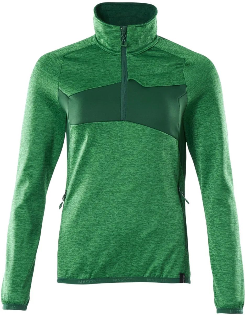 Accelerate Fleecetrui met korte rits 18053-316 - helder groen/groen van Mascot, Helder groen, Groen, XXL – productafbeelding