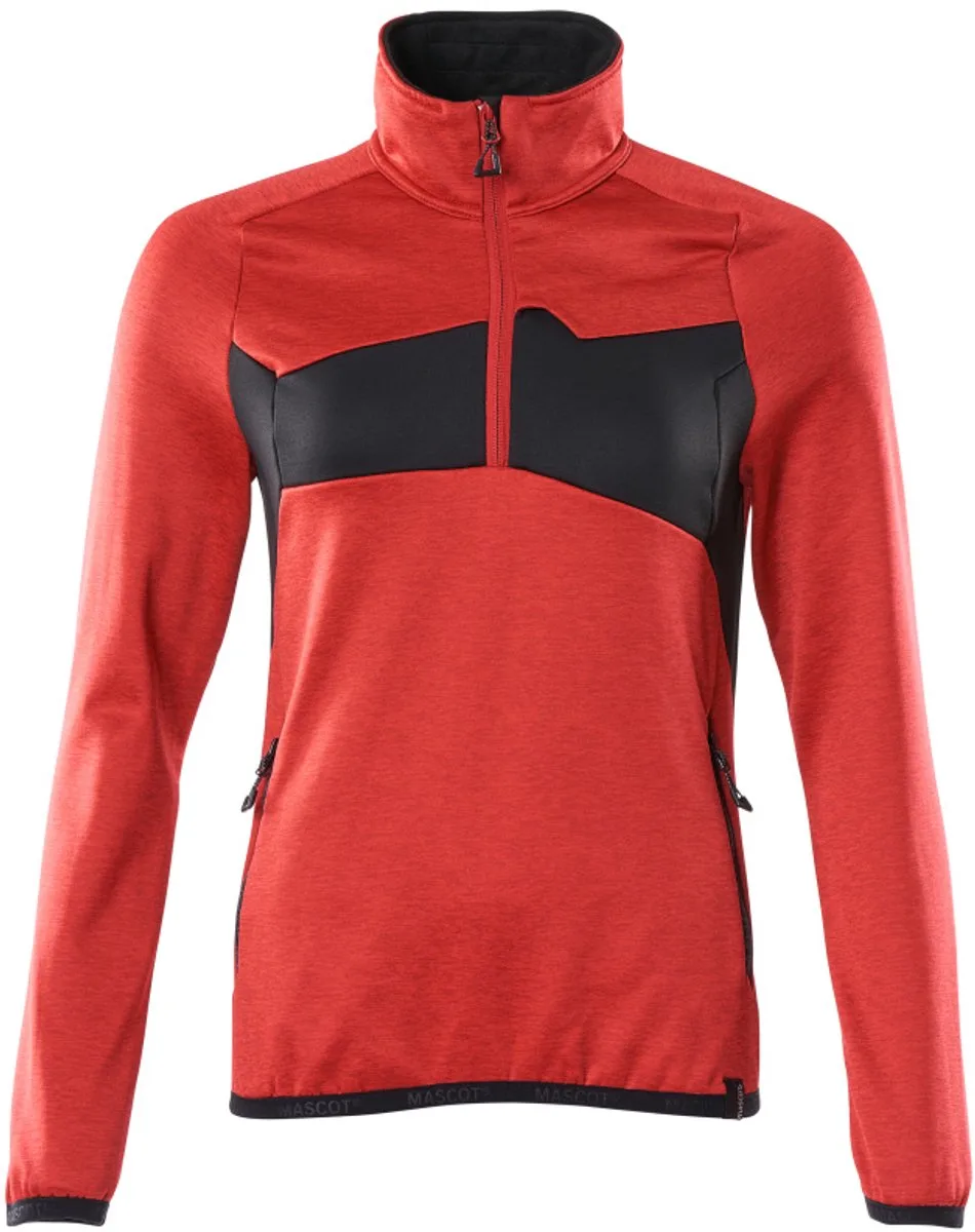 Accelerate Fleecetrui met korte rits 18053-316 - signaalrood/zwart van Mascot, Signaalrood, Zwart, XXL – productafbeelding