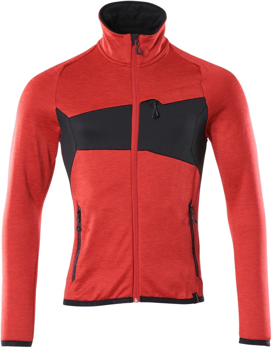 Accelerate Fleecetrui met rits 18103-316 - signaalrood/zwart van Mascot, Signaalrood, Zwart, XXL – productafbeelding