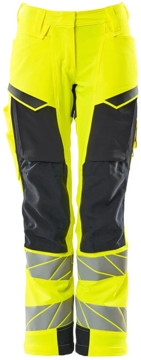 Accelerate Safe Broek met kniezakken 19078-511 - hi-vis geel/donkermarine - 76 van Mascot, Hi-vis geel, Donkermarine, C34 – productafbeelding