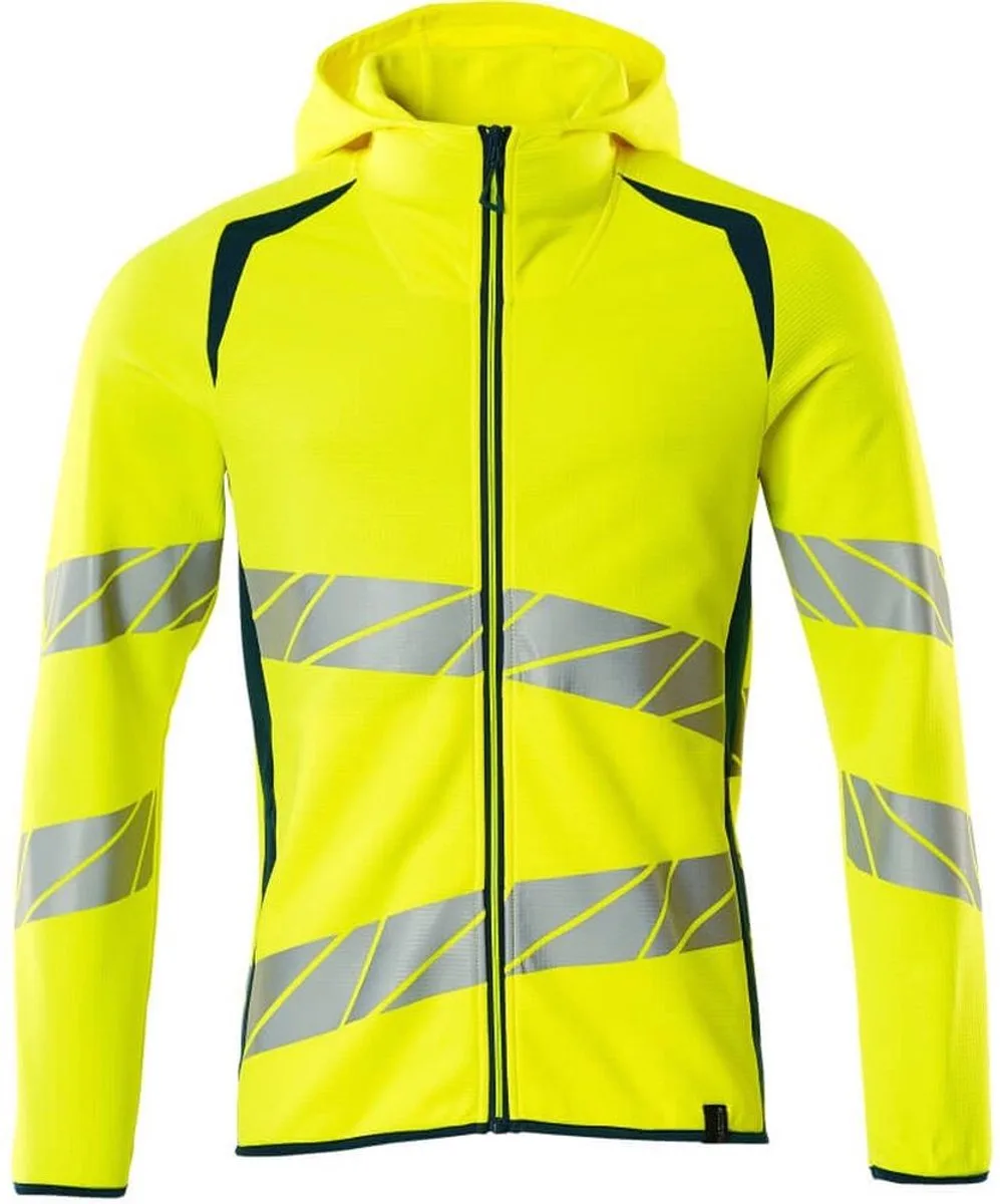 Accelerate Safe Capuchontrui met rits 19284-781 - hi-vis geel/donkerpetrol by Mascot, Hi-vis geel, Donkerpetrol, XXL – product image