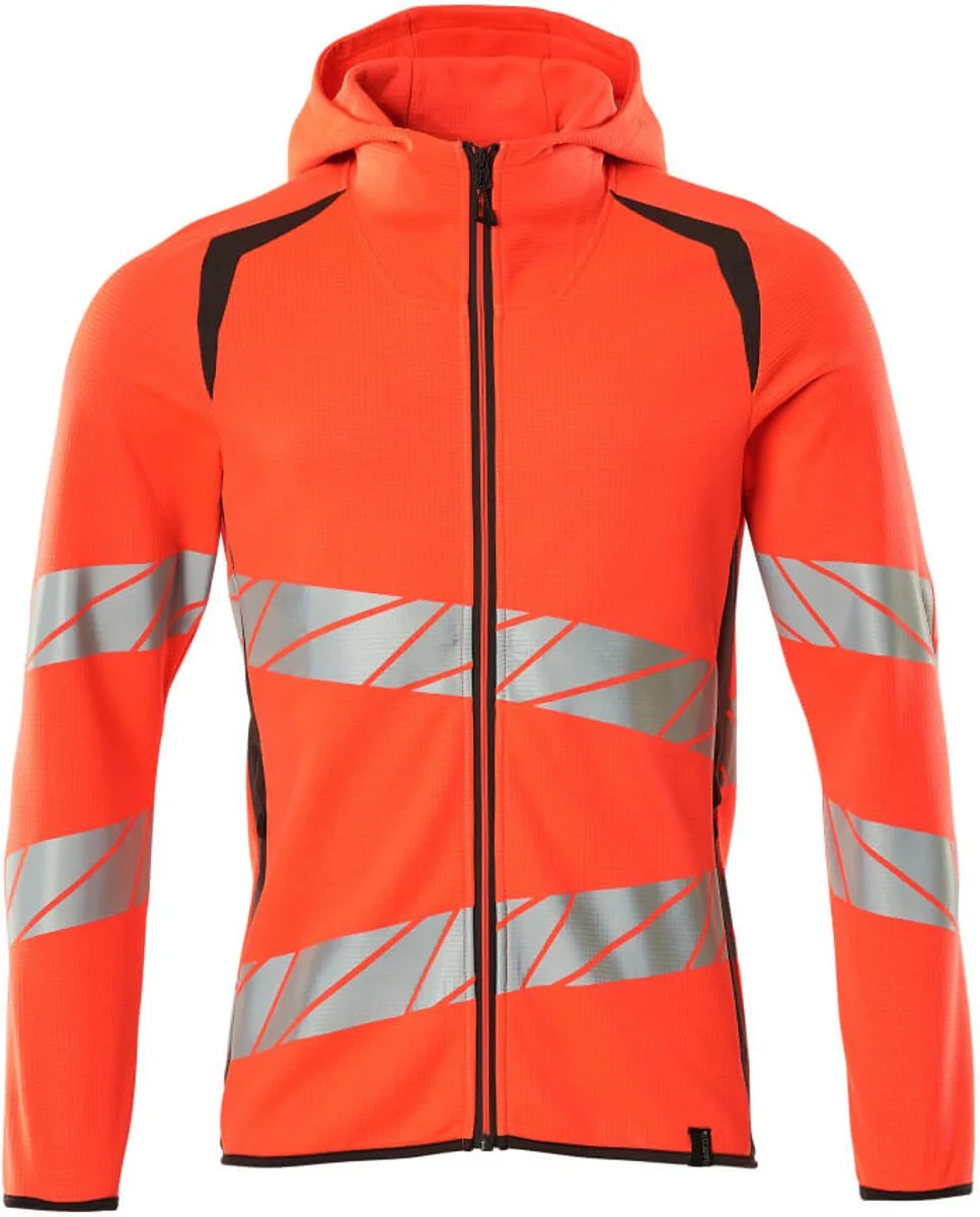 Accelerate Safe Capuchontrui met rits 19284-781 - hi-vis rood/donkerantraciet van Mascot, Hi-vis rood, Donkerantraciet, L – productafbeelding