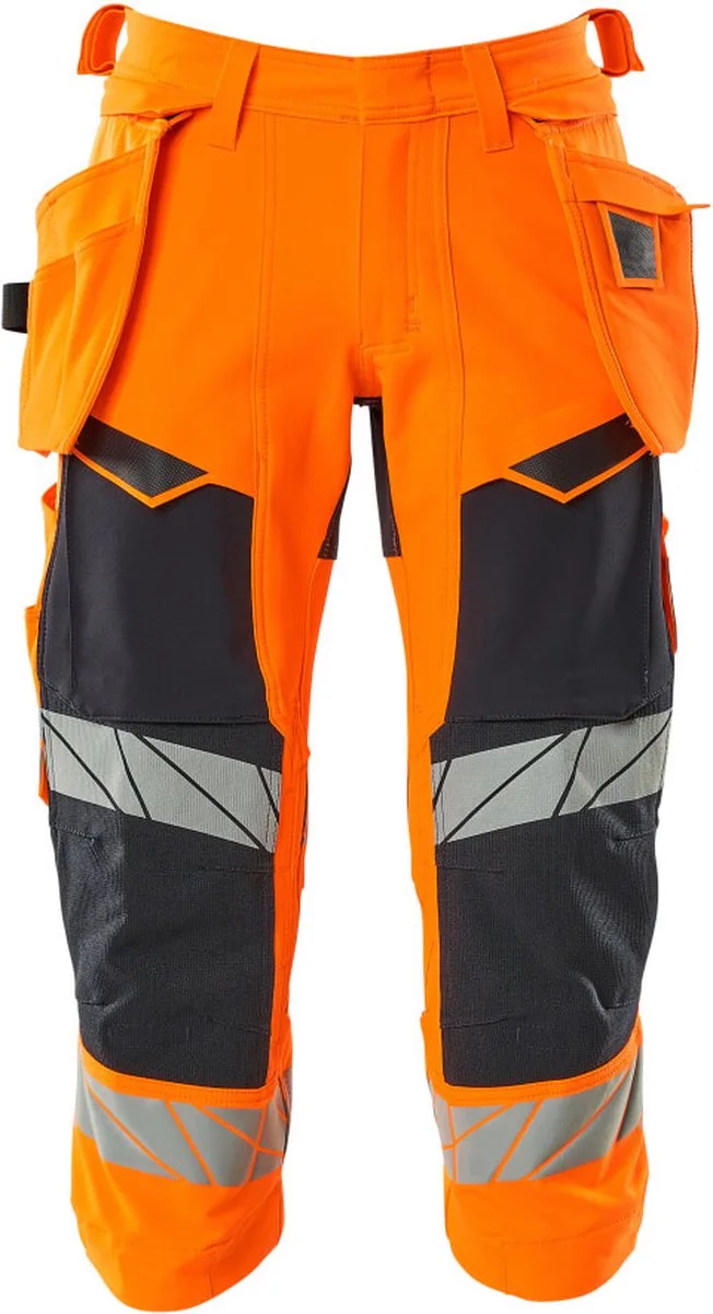 Accelerate Safe Driekwart broek met spijkerzakken 19049-711 - hi-vis oranje/donkermarine van Mascot, Hi-vis oranje, Donkermarine, C44 – productafbeelding