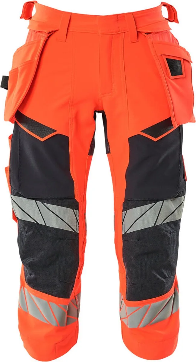 Accelerate Safe Driekwart broek met spijkerzakken 19049-711 - hi-vis rood/donkermarine van Mascot, Hi-vis rood, Donkermarine, C44 – productafbeelding
