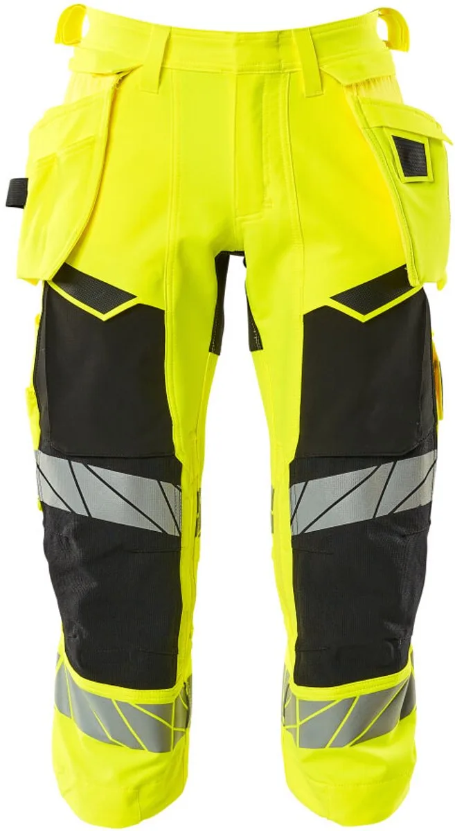 Accelerate Safe Driekwart broek met spijkerzakken 19049-711 - Hi-Vis geel/zwart van Mascot, Hi-Vis geel, Zwart, C44 – productafbeelding