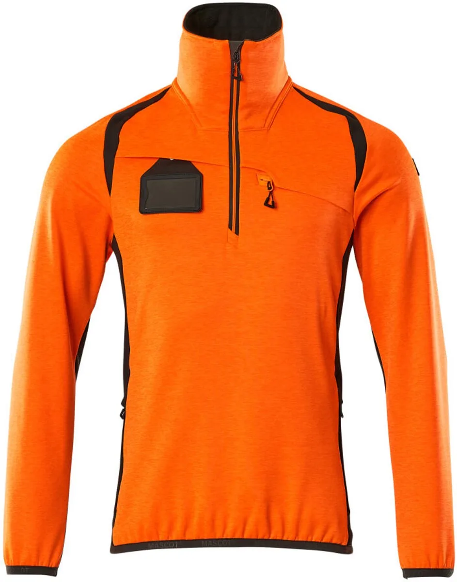 Accelerate Safe Fleecetrui met korte rits 19303-316 - hi-vis oranje/donkerantraciet de Mascot, Hi-vis oranje, Donkerantraciet, XXL – image du produit