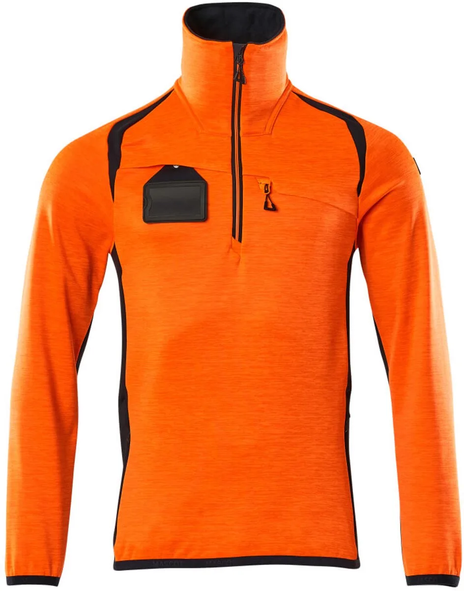 Accelerate Safe Fleecetrui met korte rits 19303-316 - hi-vis oranje/donkermarine by Mascot, Hi-vis oranje, Donkermarine, XXL – product image