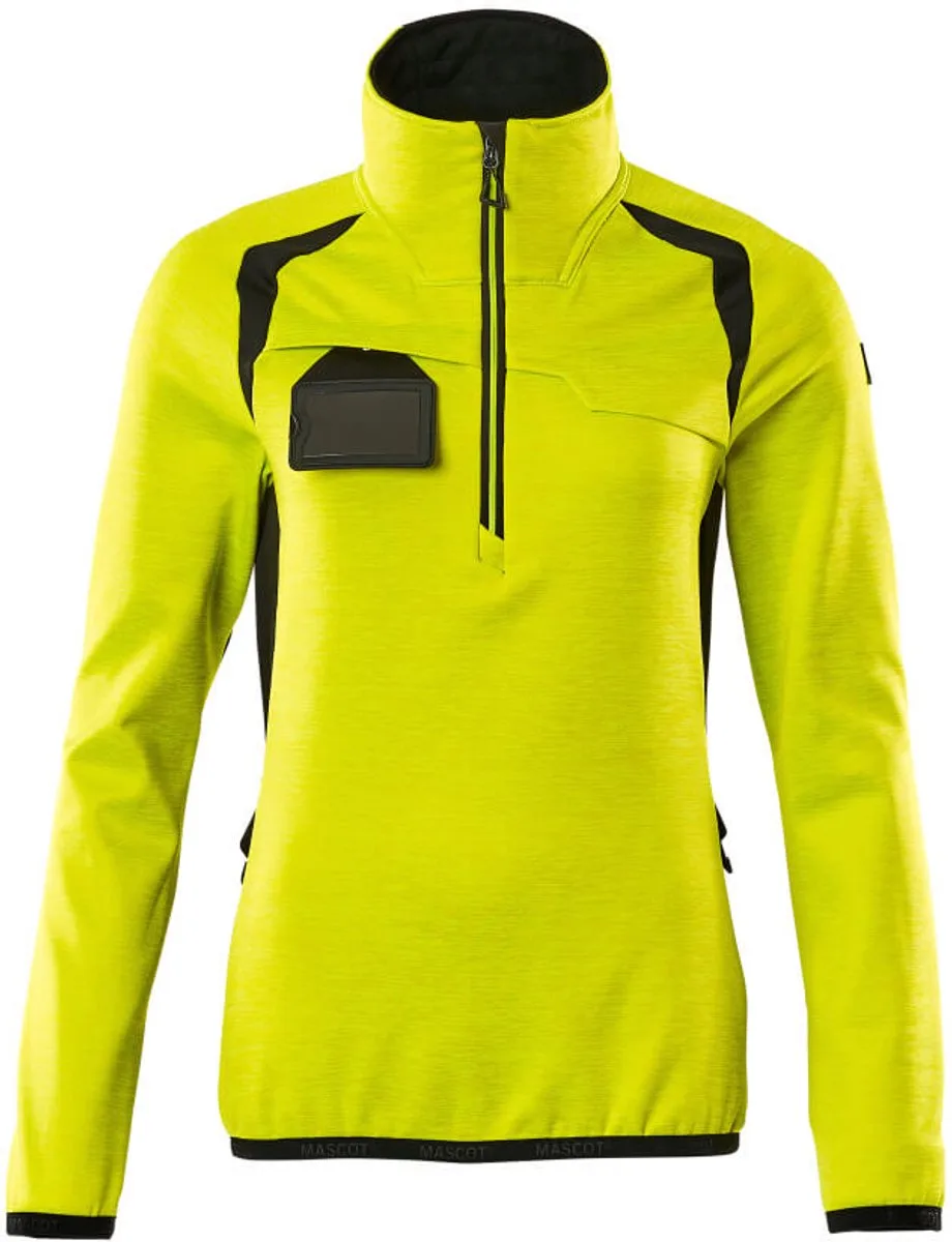 Accelerate Safe Fleecetrui met korte rits 19353-316 - Hi-Vis geel/zwart von Mascot, Hi-Vis geel, Schwarz, XXL – Produktbild