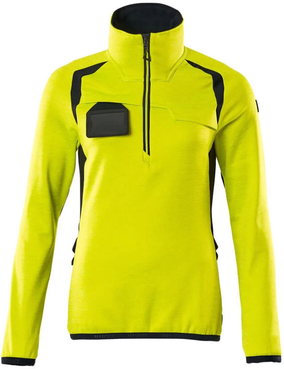 Accelerate Safe Fleecetrui met korte rits 19353-316 - hi-vis geel/donkermarine von Mascot, Hi-vis geel, Donkermarine, M – Produktbild