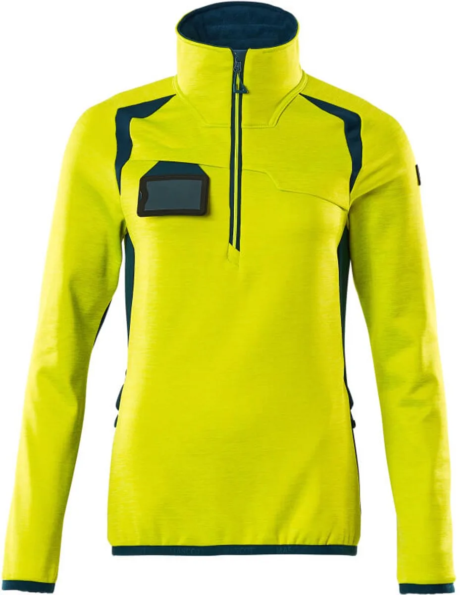 Accelerate Safe Fleecetrui met korte rits 19353-316 - hi-vis geel/donkerpetrol von Mascot, Hi-vis geel, Donkerpetrol, M – Produktbild