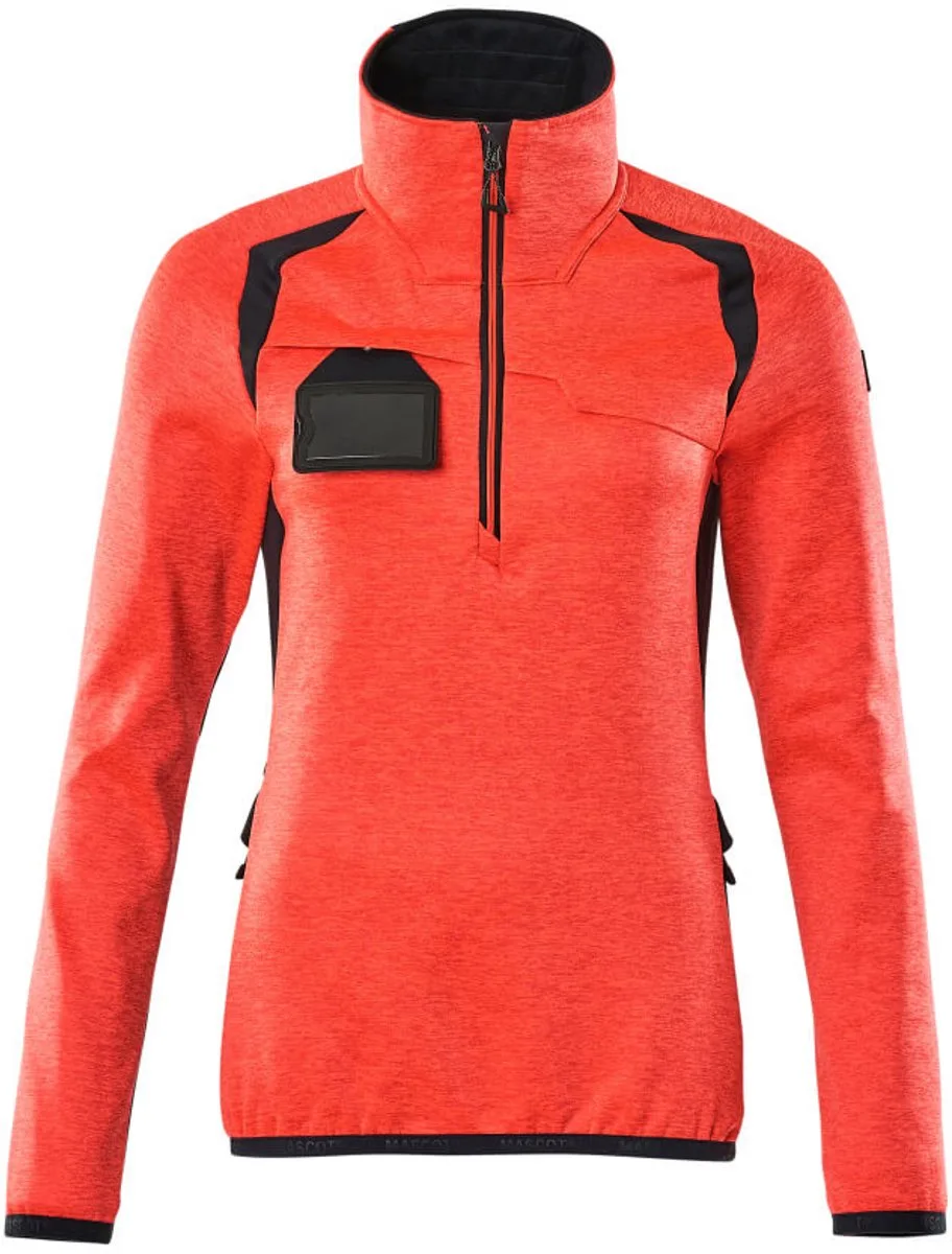 Accelerate Safe Fleecetrui met korte rits 19353-316 - hi-vis rood/donkermarine von Mascot, Hi-vis rood, Donkermarine, L – Produktbild