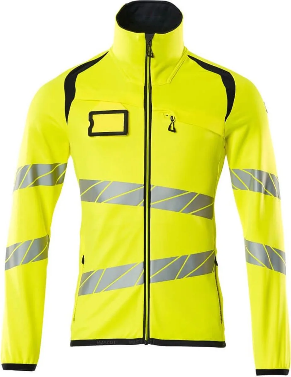 Accelerate Safe Fleecetrui met rits 19103-315 - hi-vis geel/donkermarine fra Mascot, Hi-vis geel, Donkermarine, XXL – produktbillede