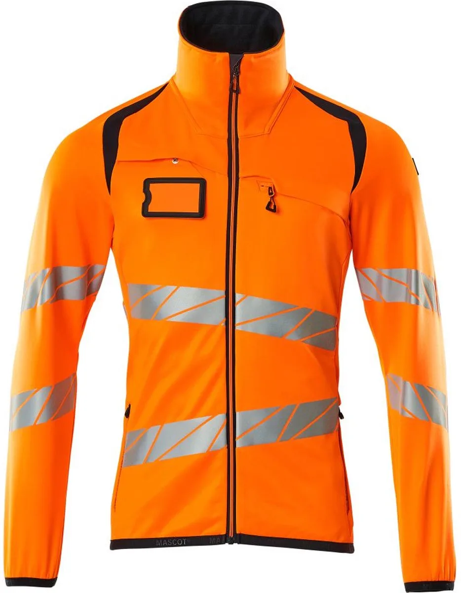 Accelerate Safe Fleecetrui met rits 19103-315 - hi-vis oranje/donkermarine van Mascot, Hi-vis oranje, Donkermarine, S – productafbeelding